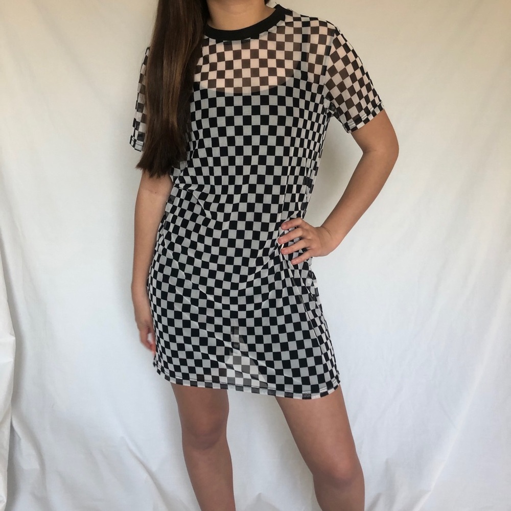 Sheer Checkered Forever 21 T-Shirt Dress!